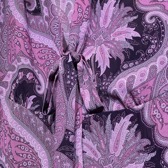 Lane Bryant Blouse Top Paisley Tie Front Chiffon Purple Semi-Sheer Size 22/24 - Picture 2 of 9